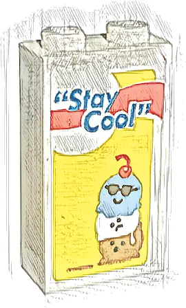 Brick 1 x 2 x 3 with '"Stay Cool"' and Scoops of Ice Cream on Yellow Background Pattern (Sticker) - Set 60253