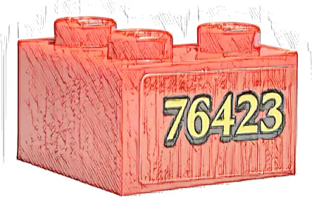 Brick 2 x 2 Corner with Gold '76423' with Black Outline Pattern Model Left Side (Sticker) - Set 76423