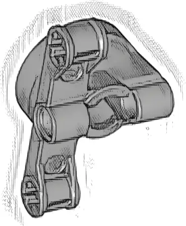 Technic, Steering, Wheel Hub Holder with 2 Pin Holes and 2 Arms with Axle Holes with Slots