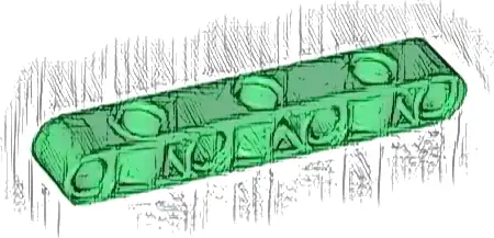 Technic, Liftarm, Modified Perpendicular Holes Thick 1 x 7