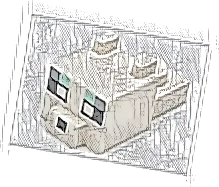 Creature Head Pixelated with Ears, Nose, and Face with White Eyes, Dark Bluish Gray and Light Aqua Eyebrows and Black Nose Pattern (Minecraft Arctic Fox)