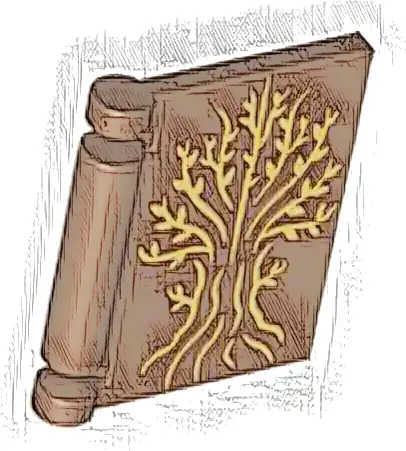 Minifigure, Utensil Book Cover with Gold Tree Pattern