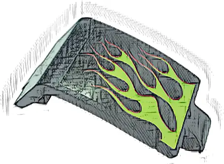 Technic, Panel Curved 3 x 5 x 3 with Lime Flames Pattern Model Left Side (Sticker) - Set 42118