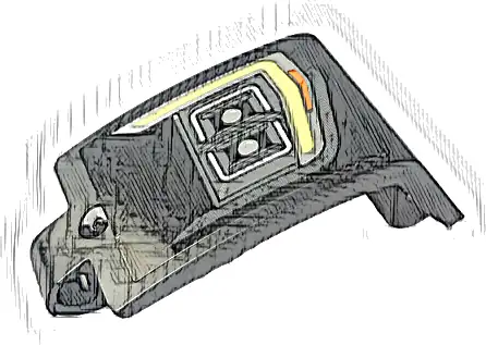 Technic, Panel Curved 3 x 5 x 3 with Headlight and Blinker Pattern Model Left Side (Sticker) - Set 42126