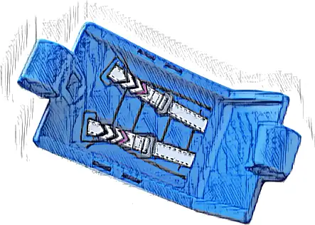 Technic, Panel Curved 3 x 5 x 3 with White Seat Belts with Black and Dark Pink Chevrons and Cushion Outlines Pattern (Sticker) - Set 42164