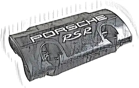 Technic, Panel Curved 7 x 3 with 2 Pin Holes through Panel Surface with White 'PORSCHE' and 'RSR' on Black Background Pattern (Sticker) - Set 42096