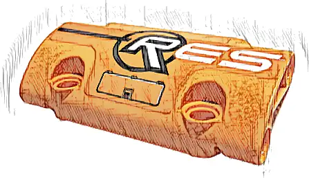 Technic, Panel Curved 7 x 3 with 2 Pin Holes through Panel Surface with White 'RES', Black Line, Circle and Hatch Pattern (Sticker) - Set 42120