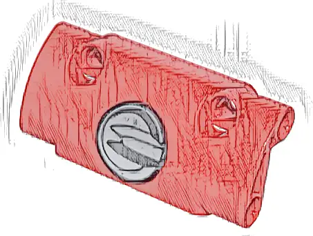 Technic, Panel Curved 7 x 3 with 2 Pin Holes through Panel Surface with Silver and Black Circle Tank Cap Pattern