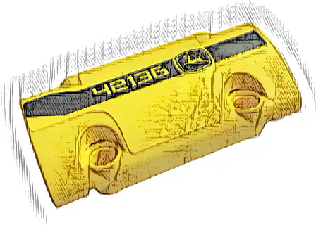 Technic, Panel Curved 7 x 3 with 2 Pin Holes through Panel Surface with Black Stripe, '42136' and John Deere Logo Pattern Model Left Side (Sticker) - Set 42136