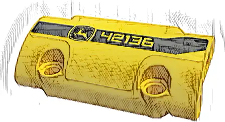 Technic, Panel Curved 7 x 3 with 2 Pin Holes through Panel Surface with Black Stripe, '42136' and John Deere Logo Pattern Model Right Side (Sticker) - Set 42136