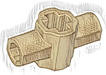 Technic, Axle Connector Hub with Two Bar Holders Perpendicular (Lightsaber Hilt)