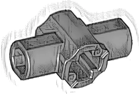 Technic, Axle Connector Hub with Two Bar Holders Perpendicular (Lightsaber Hilt)