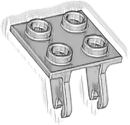 Plate, Modified 2 x 2 Thin with Plane Single Wheel Holder