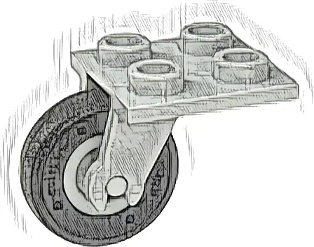 Plate, Modified 2 x 2 Thin with Plane Single Wheel Holder with Light Bluish Gray Wheel with Molded Black Tire Pattern (2415 / 65630pb01)