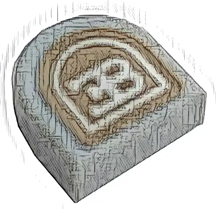 Tile, Round 1 x 1 Half Circle Extended with Silver Bugatti Logo Pattern (Sticker) - Set 42083