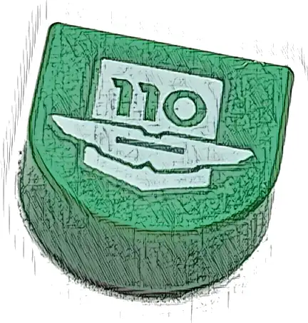 Tile, Round 1 x 1 Half Circle Extended with White Aston Martin Logo and '110' Pattern