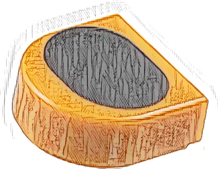 Tile, Round 1 x 1 Half Circle Extended with Black Oval Pattern