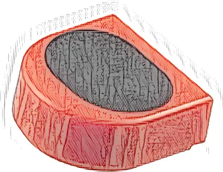 Tile, Round 1 x 1 Half Circle Extended with Black Oval Pattern