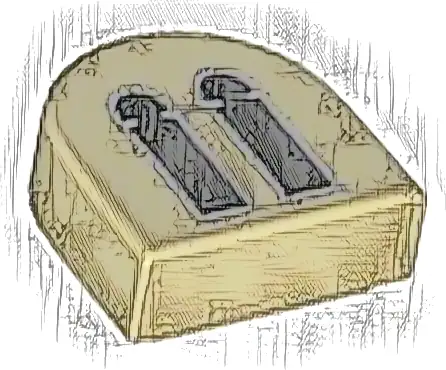 Tile, Round 1 x 1 Half Circle Extended with 2 Black and Light Bluish Gray Castle Windows Pattern