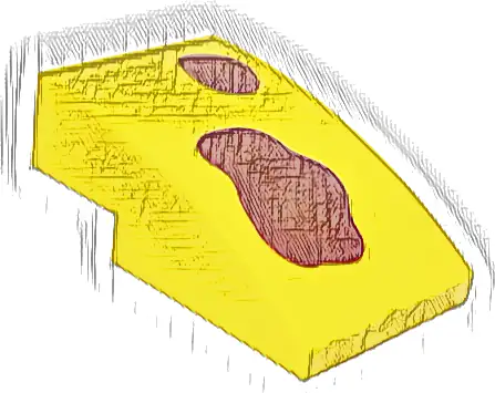 Slope, Curved 3 x 2 with Reddish Brown Splotches Pattern