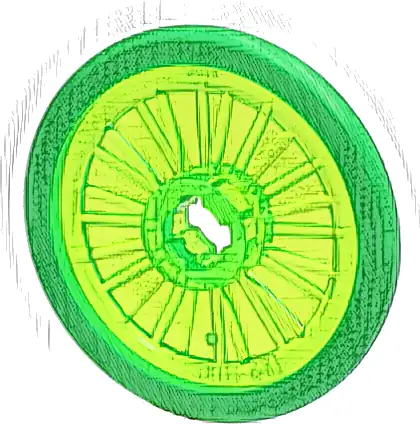 Wheel Wheelchair with Molded Bright Green Hard Rubber Tire Pattern