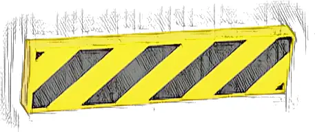 Tile 1 x 4 with Black and Yellow Danger Stripes (Black Corners) Pattern