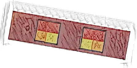 Tile 1 x 4 with Red, Orange and Yellow Squares Minecraft Magma Cube Eyes Pattern