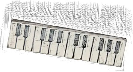 Tile 1 x 4 with Black and White Piano Keys Pattern