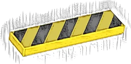 Tile 1 x 4 with 5 Black Danger Stripes (No Black Corners) Pattern