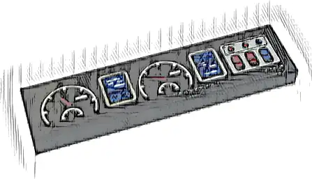 Tile 1 x 4 with Speedometer, Buttons and Displays Pattern (Sticker) - Set 42128