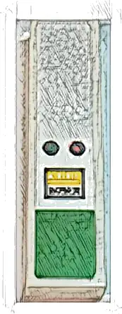 Tile 1 x 4 with Rectangle, Green and Red Lights and Yellow Warning Sign with Black Writing Pattern (Sticker) - Set 42167