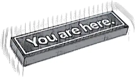 Tile 1 x 4 with White 'You are here.' and Border Pattern