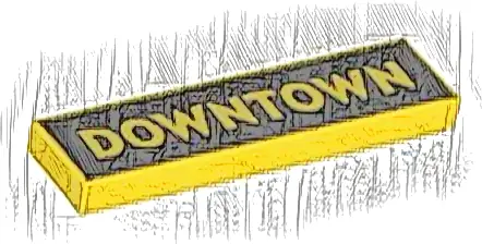 Tile 1 x 4 with 'DOWNTOWN' on Black Background Pattern