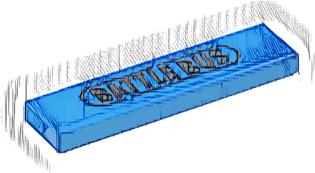 Tile 1 x 4 with Black 'BATTLE BUS' and Oval Border Pattern (Sticker) - Set 77073