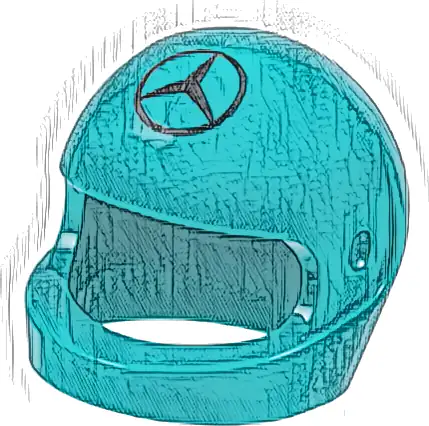 Minifigure, Headgear Helmet Motorcycle (Standard) with Black Mercedes Logo Pattern