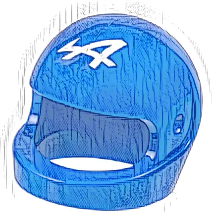 Część LEGO® 2446pb54 Minifigurka, hełm motocyklowy (standardowy) z logo Alpine Formula 1 stylizowaną białą literą A (wzór)