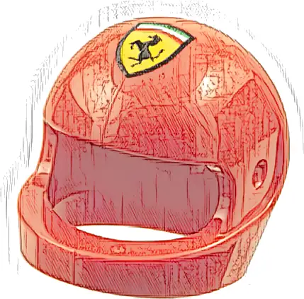 Część LEGO® 2446pb58 Minifigurka, hełm motocyklowy (standardowy) z logo Ferrari (wzór)