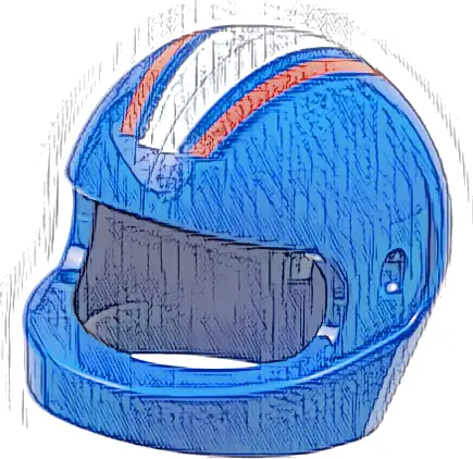 Minifigure, Headgear Helmet Motorcycle (Standard) with White Thick Stripe and Red Thin Stripes Pattern