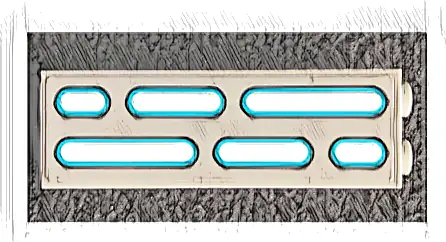 Brick 1 x 2 x 5 with SW Death Star Wall Lights Double Column with Dark Azure Border on Light Bluish Gray Background Pattern (Sticker) - Set 75291