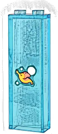 Brick 1 x 2 x 5 with Coral and Bright Light Orange Fish and White Bubbles Pattern (Sticker) - Set 43205