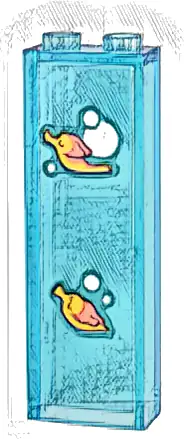 Brick 1 x 2 x 5 with 2 Coral and Bright Light Orange Fish and White Bubbles Pattern (Stickers) - Set 43205