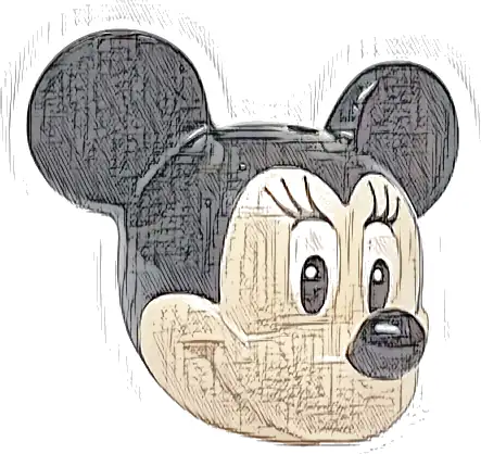 Minifigure, Head, Modified Mouse with Molded Black Top and Ears and Printed Nose, White Eyes Looking Right with Eyelashes Pattern (Minnie)