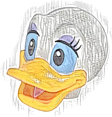 Minifigure, Head, Modified Duck with Bright Light Orange Bill, Eyelashes and Lavender Eye Shadow Pattern (Daisy)