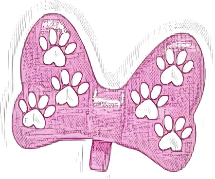 Minifigure, Bow Large with Small Pin with White Paw Prints on Front and Back Pattern