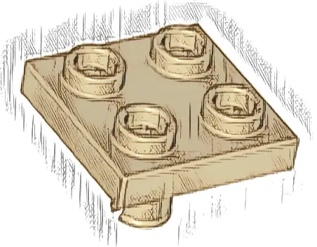 Plate, Modified 2 x 2 with Pin on Bottom