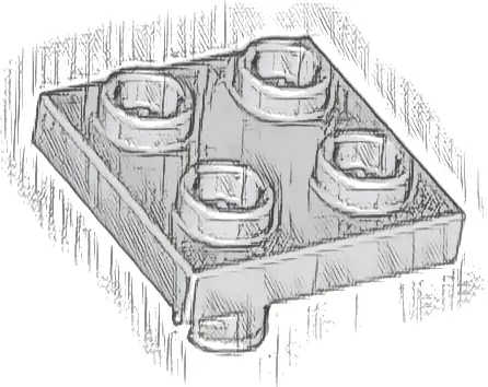 Plate, Modified 2 x 2 with Pin on Bottom