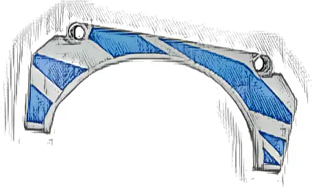 Technic, Panel Car Mudguard Arched #32 11 x 2 x 5 Straight Top with Blue Racing Stripes Pattern Model Right Side