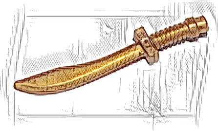 Minifigure, Weapon Sword, Saber / Dao Curved Blade and Hilt with Bar End