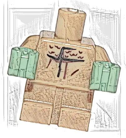 Body Baby / Toddler with Fixed Arms with Molded Sand Green Hands and Printed Black Lines and Fur Collar Pattern