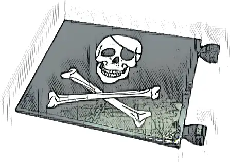 Flag 6 x 5 with White Skull and Crossbones (Jolly Roger) Pattern on Both Sides (Stickers) - Set 42118